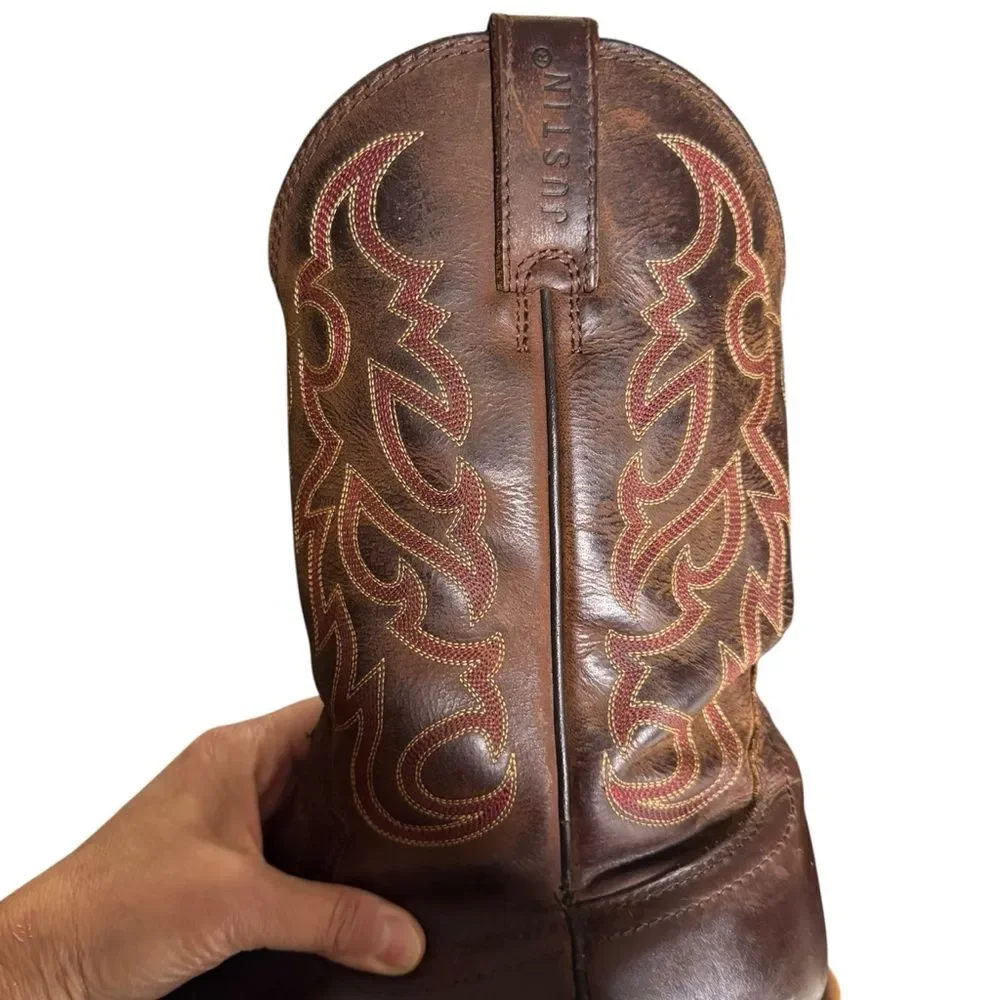 Justin Men's Dierks Dusk Brown Pull-On Western Boots 2570 Ranch Rodeo Size 11D